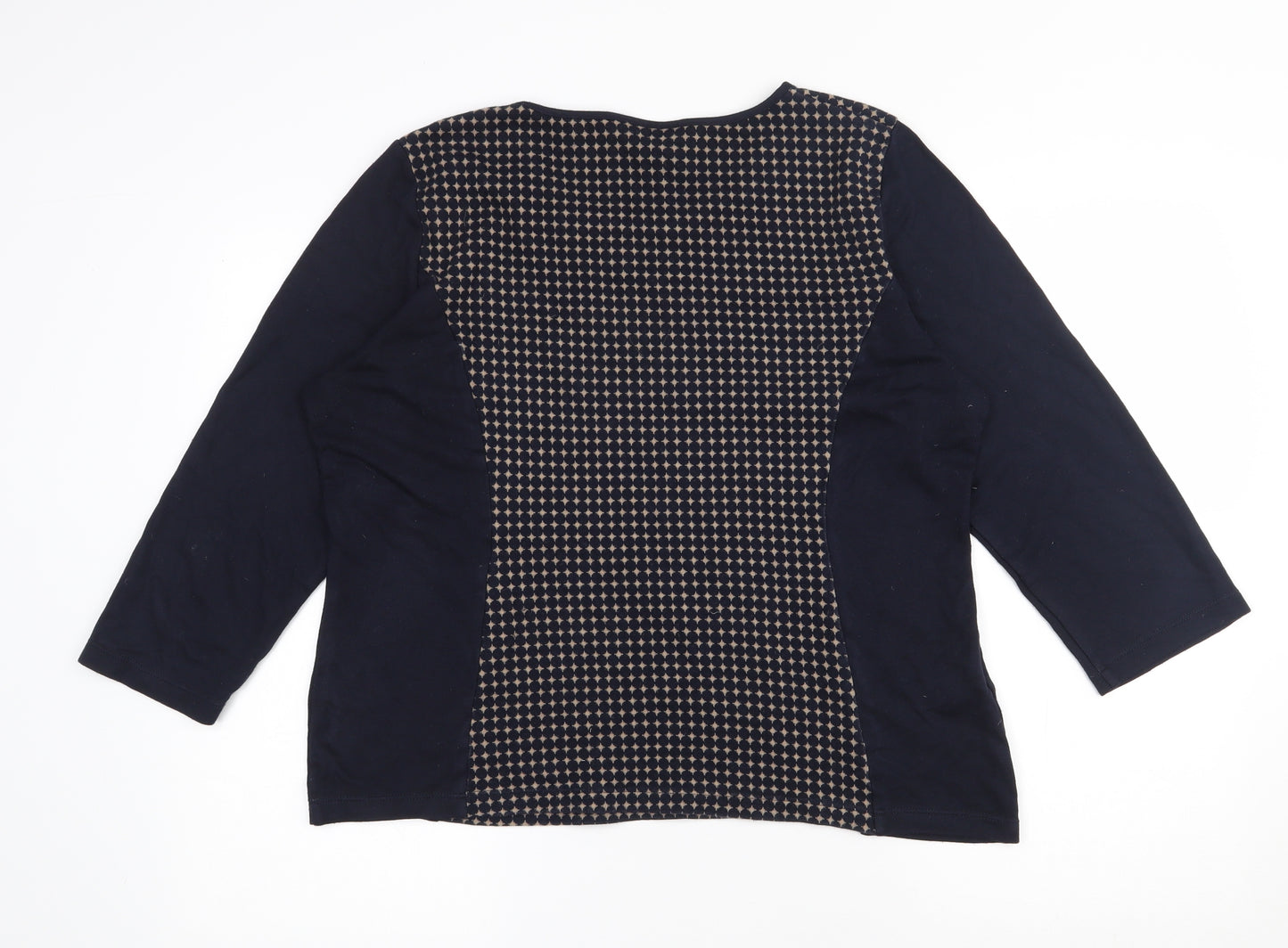 CC Womens Blue Round Neck Geometric Cotton Pullover Jumper Size 16