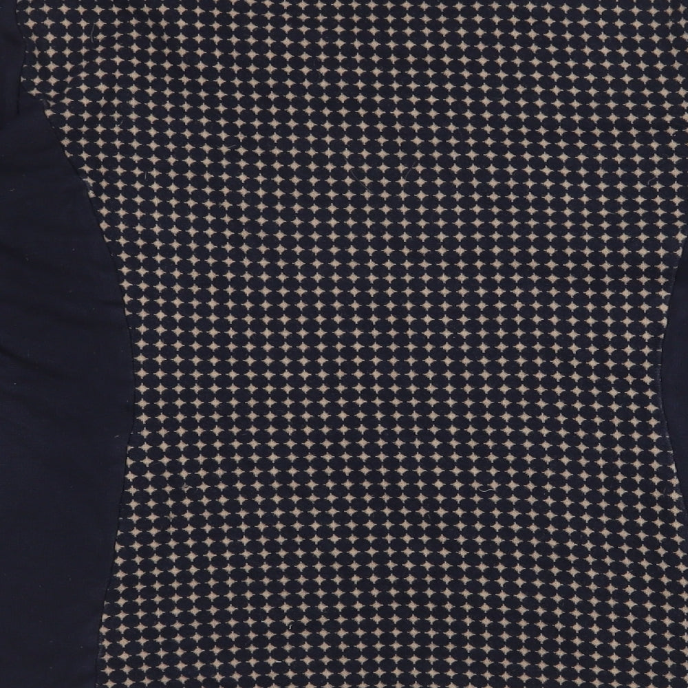 CC Womens Blue Round Neck Geometric Cotton Pullover Jumper Size 16