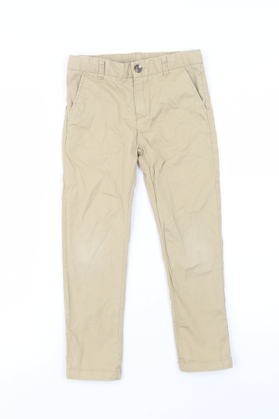 H&M Boys Beige  Cotton Chino Trousers Size 5-6 Years  Regular Button