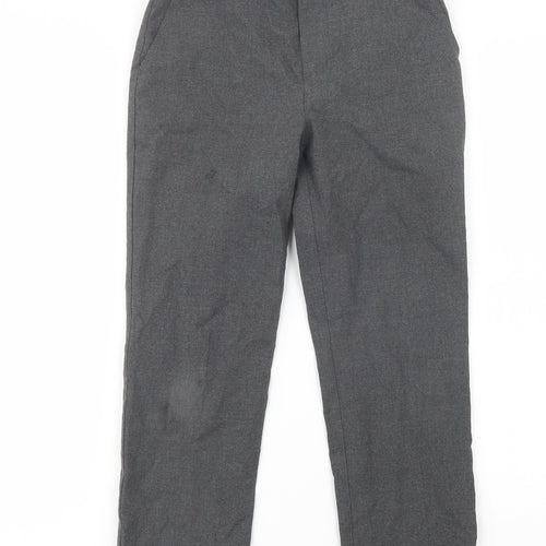 Marks and Spencer Boys Grey  Polyester Dress Pants Trousers Size 8-9 Years  Regular Button - School Wear