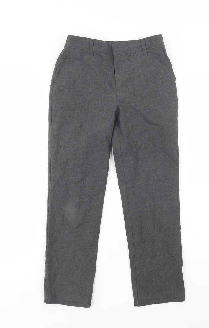 Marks and Spencer Boys Grey  Polyester Dress Pants Trousers Size 8-9 Years  Regular Button - School Wear
