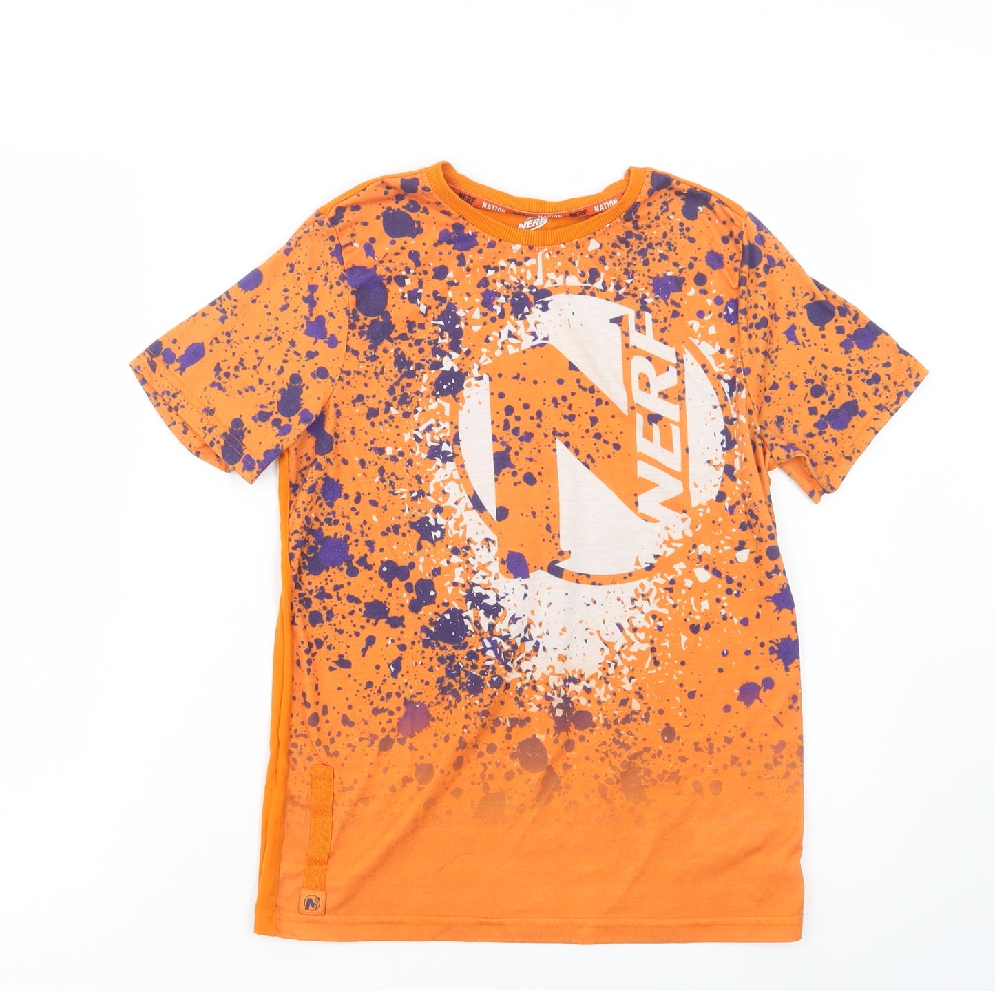 NERF Boys Orange Geometric Polyester Pullover T-Shirt Size 11-12 Years Crew Neck Pullover