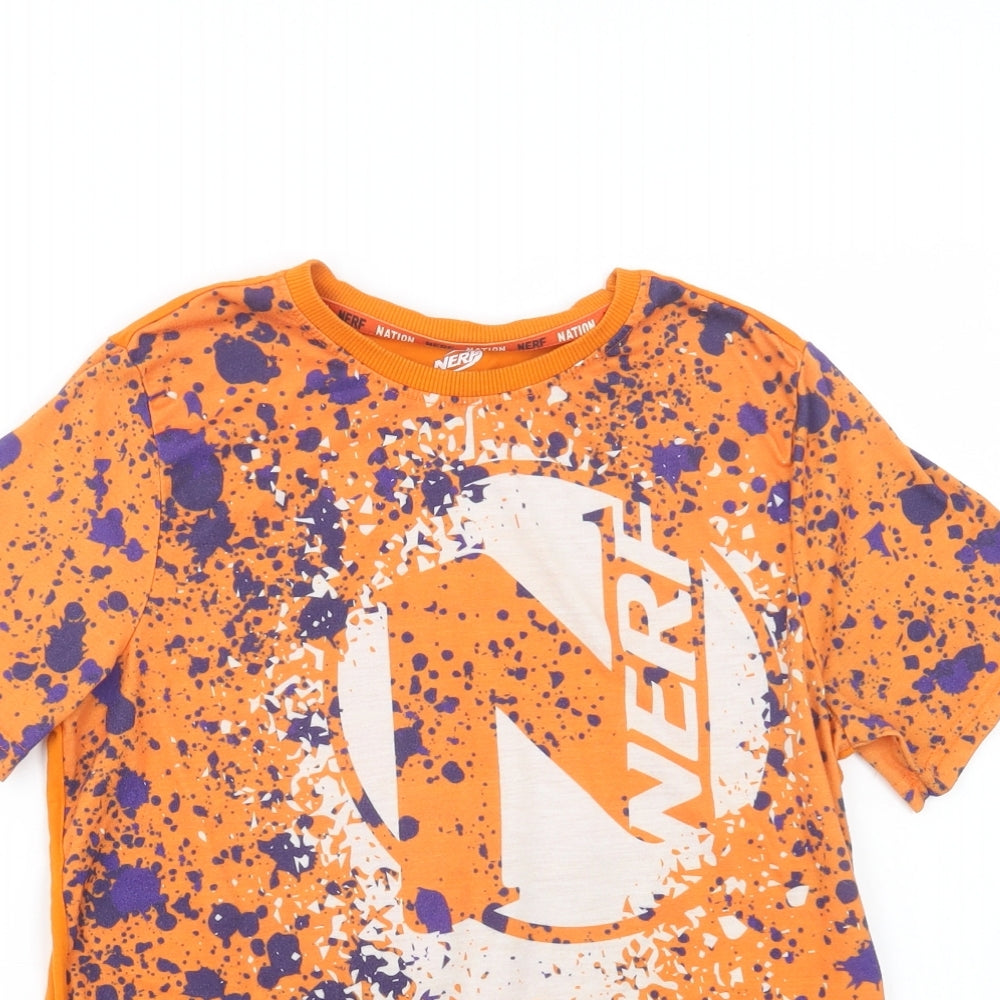 NERF Boys Orange Geometric Polyester Pullover T-Shirt Size 11-12 Years Crew Neck Pullover