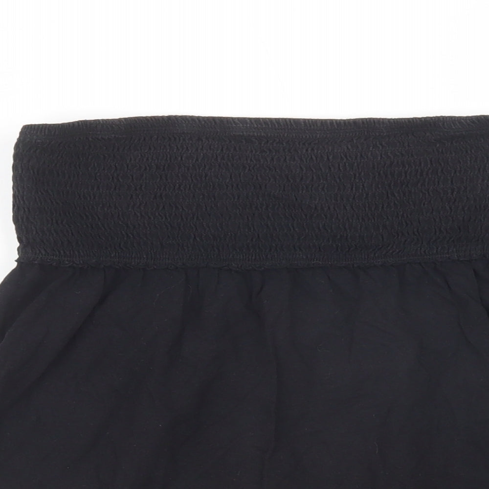 Papaya Womens Black  Cotton Basic Blouse Size 12 Off the Shoulder - Beach Wear
