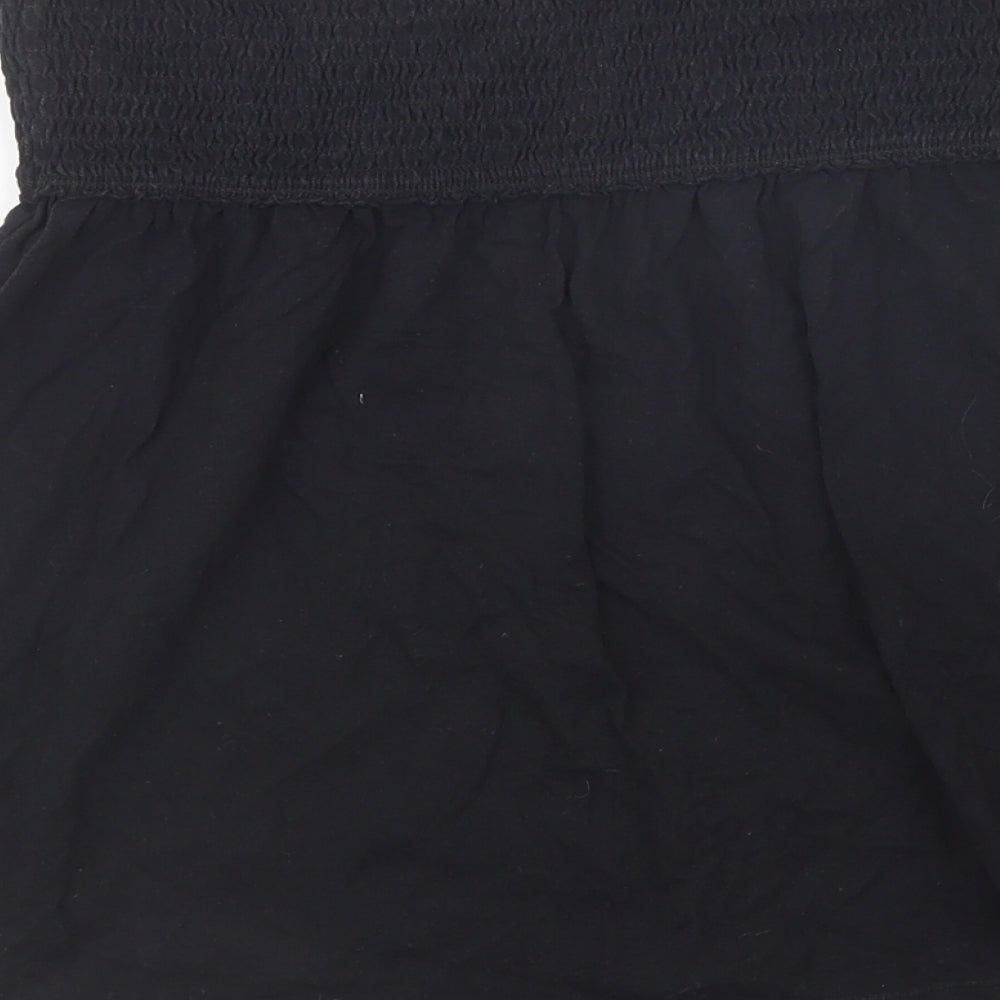 Papaya Womens Black  Cotton Basic Blouse Size 12 Off the Shoulder - Beach Wear