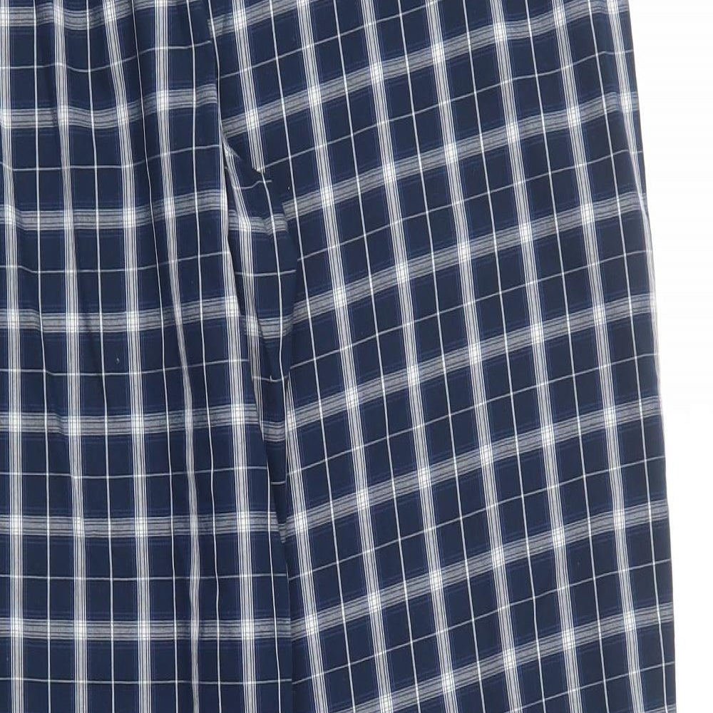 Marks and Spencer Mens Blue Plaid Polyester  Pyjama Pants Size XL  Button