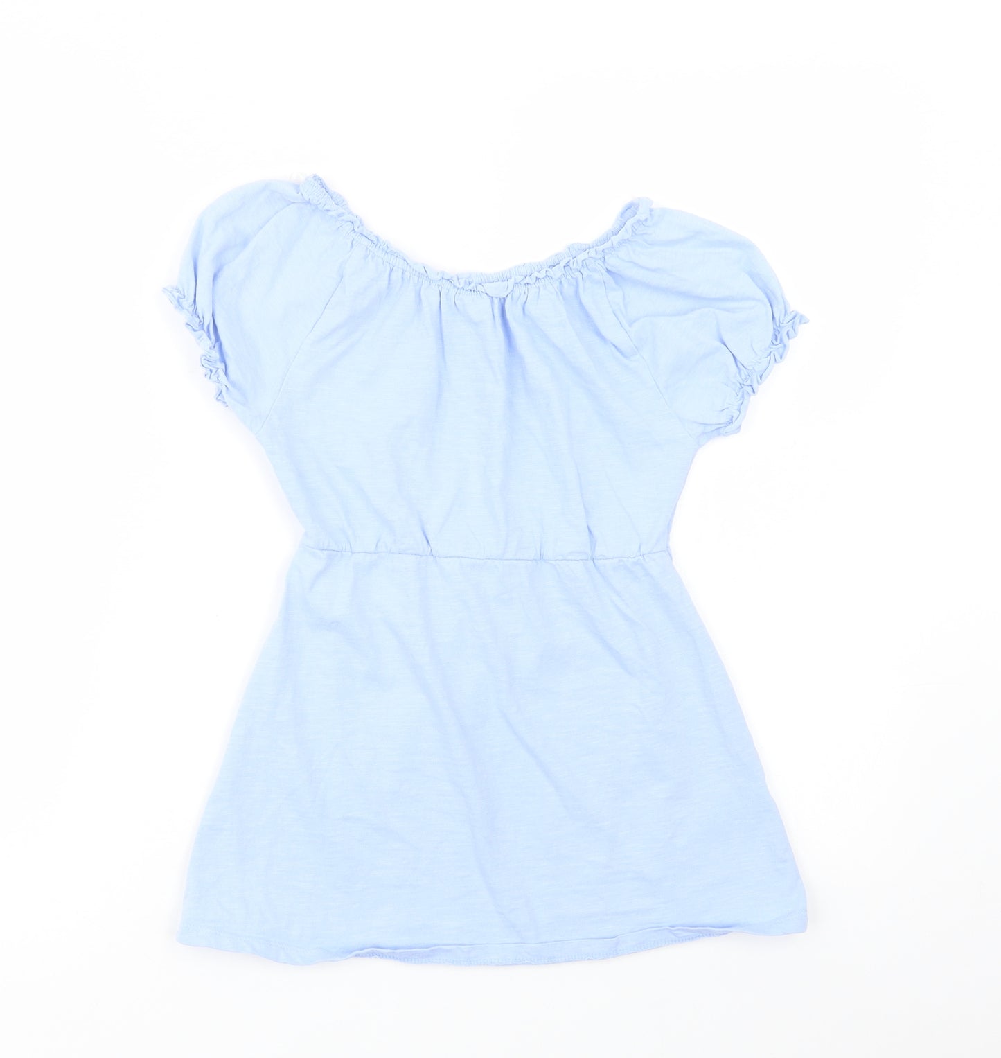 George Girls Blue  Cotton Fit & Flare  Size 5-6 Years  Off the Shoulder Pullover