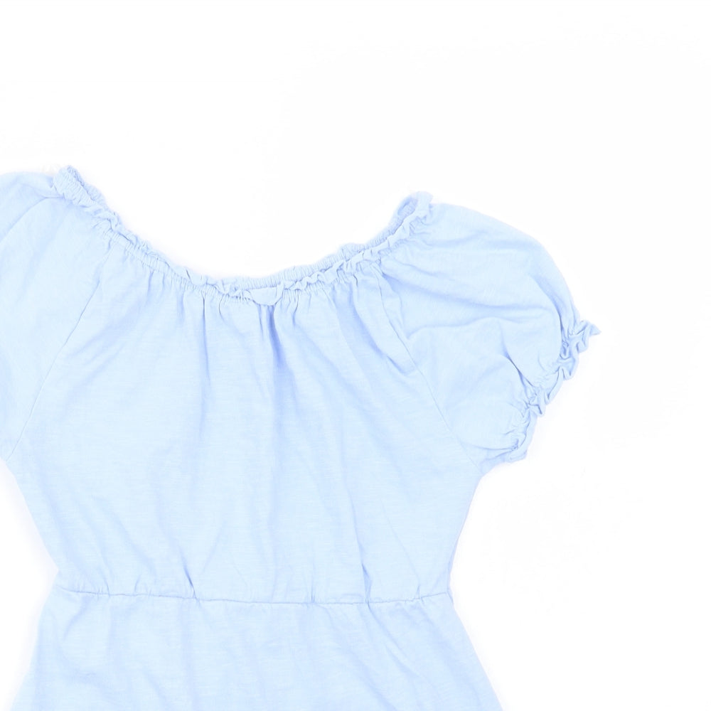 George Girls Blue  Cotton Fit & Flare  Size 5-6 Years  Off the Shoulder Pullover