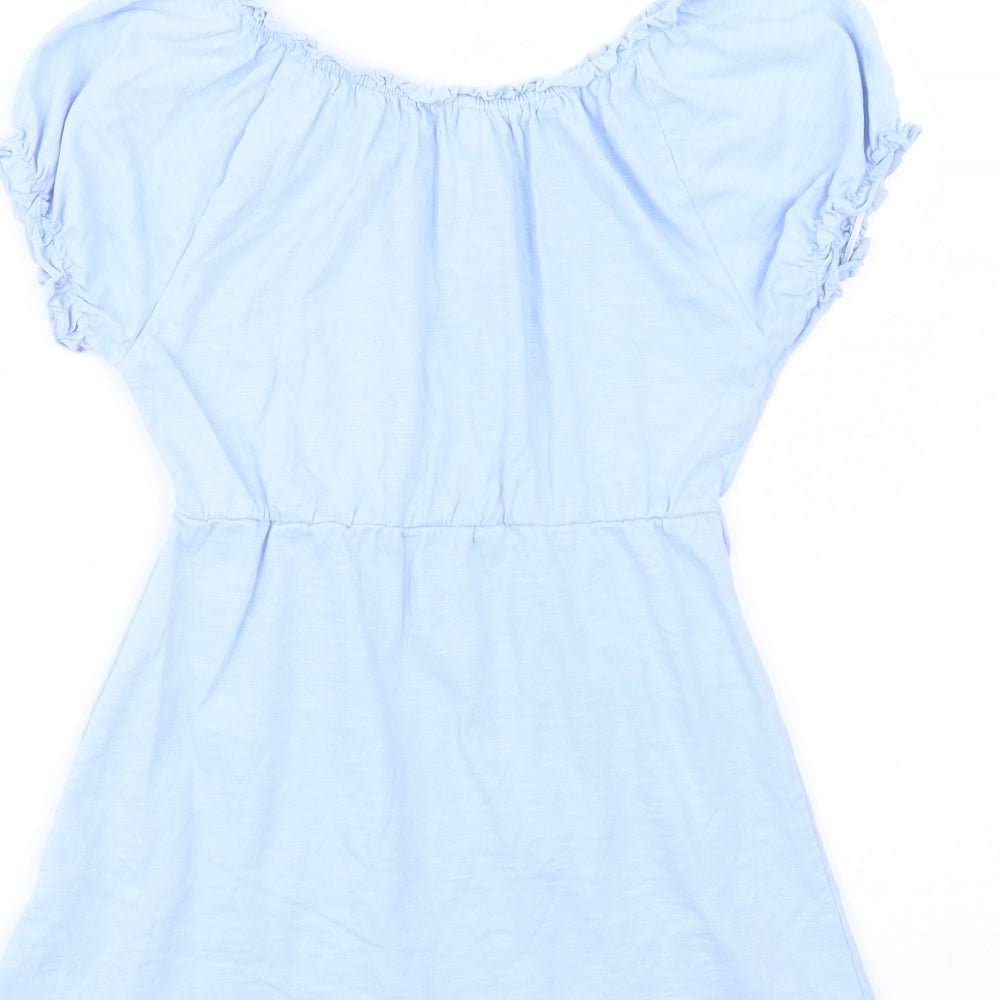 George Girls Blue  Cotton Fit & Flare  Size 5-6 Years  Off the Shoulder Pullover