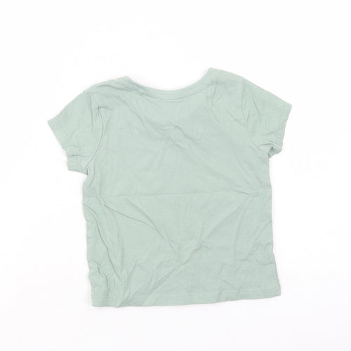 TU Baby Green  Cotton Basic T-Shirt Size 18-24 Months Crew Neck Pullover - Giraffes
