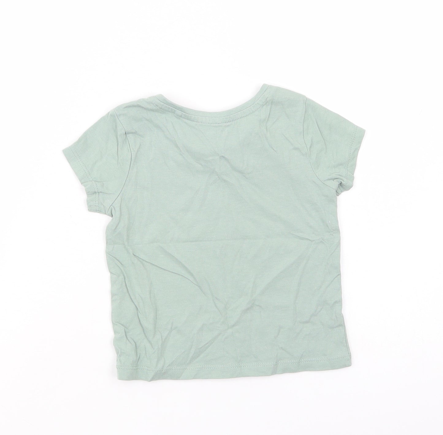 TU Baby Green  Cotton Basic T-Shirt Size 18-24 Months Crew Neck Pullover - Giraffes