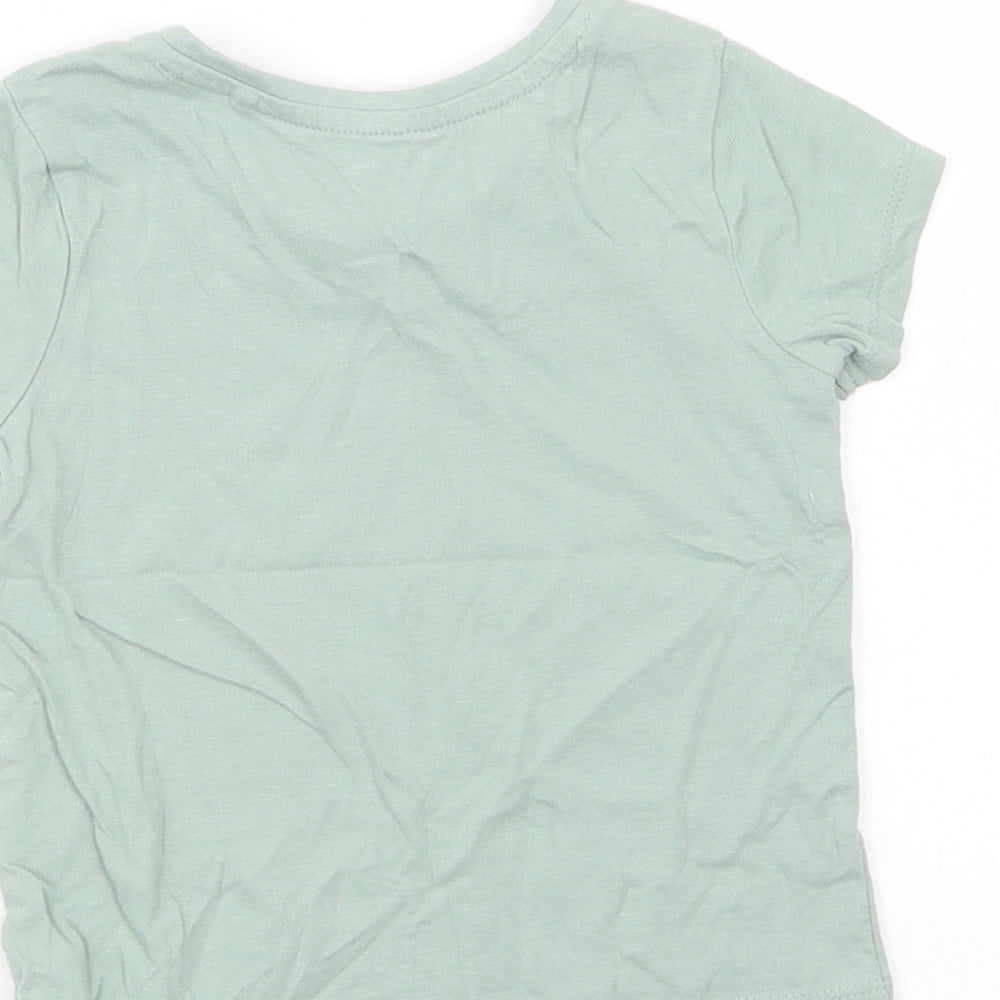 TU Baby Green  Cotton Basic T-Shirt Size 18-24 Months Crew Neck Pullover - Giraffes