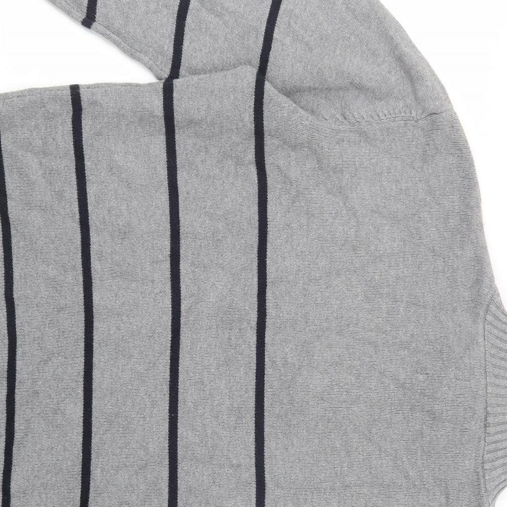 Polo by Ralph Lauren Mens Grey High Neck Striped Cotton Henley Jumper Size XL