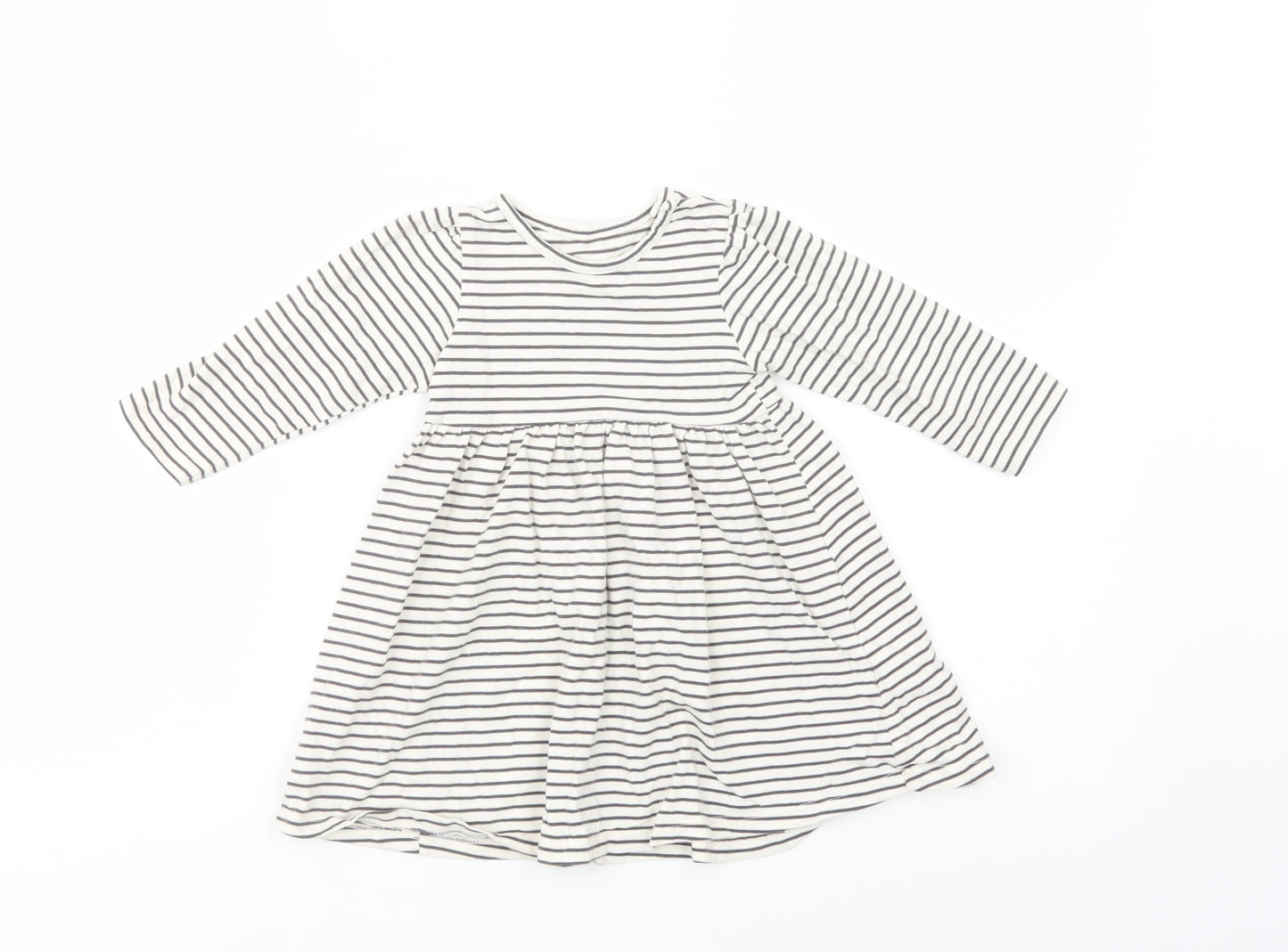 Marks and Spencer Baby White Striped Cotton Fit & Flare  Size 12-18 Months  Crew Neck Pullover