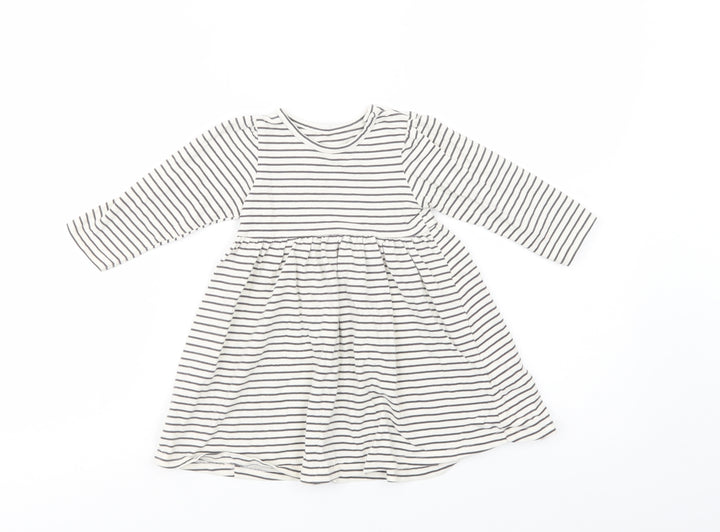 Marks and Spencer Baby White Striped Cotton Fit & Flare  Size 12-18 Months  Crew Neck Pullover