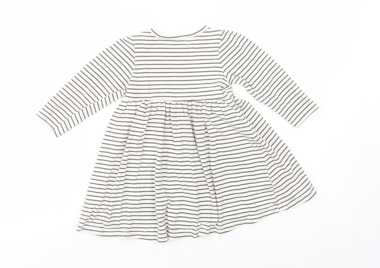Marks and Spencer Baby White Striped Cotton Fit & Flare  Size 12-18 Months  Crew Neck Pullover