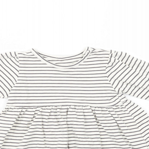 Marks and Spencer Baby White Striped Cotton Fit & Flare  Size 12-18 Months  Crew Neck Pullover