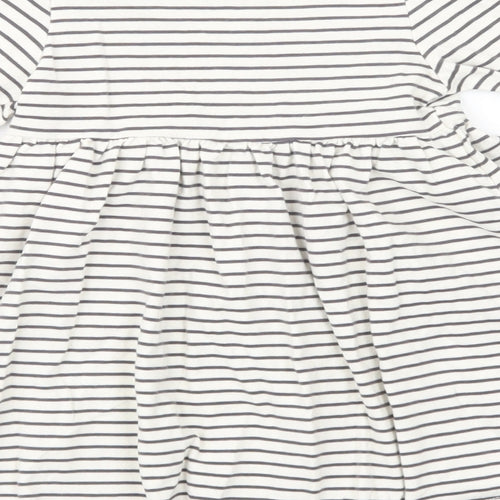 Marks and Spencer Baby White Striped Cotton Fit & Flare  Size 12-18 Months  Crew Neck Pullover
