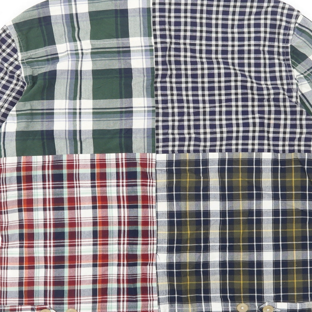 French Connection Mens Multicoloured Plaid Cotton  Button-Up Size S Collared Zip