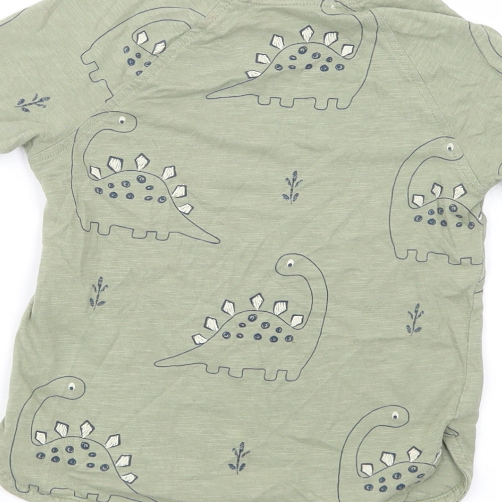 George Boys Green Geometric Cotton Pullover T-Shirt Size 2-3 Years Crew Neck Pullover - Dino