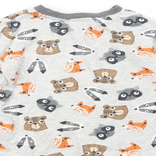 Dunnes Stores Girls Grey Geometric Cotton Pullover T-Shirt Size 2-3 Years Crew Neck Pullover - Cute Animals Print
