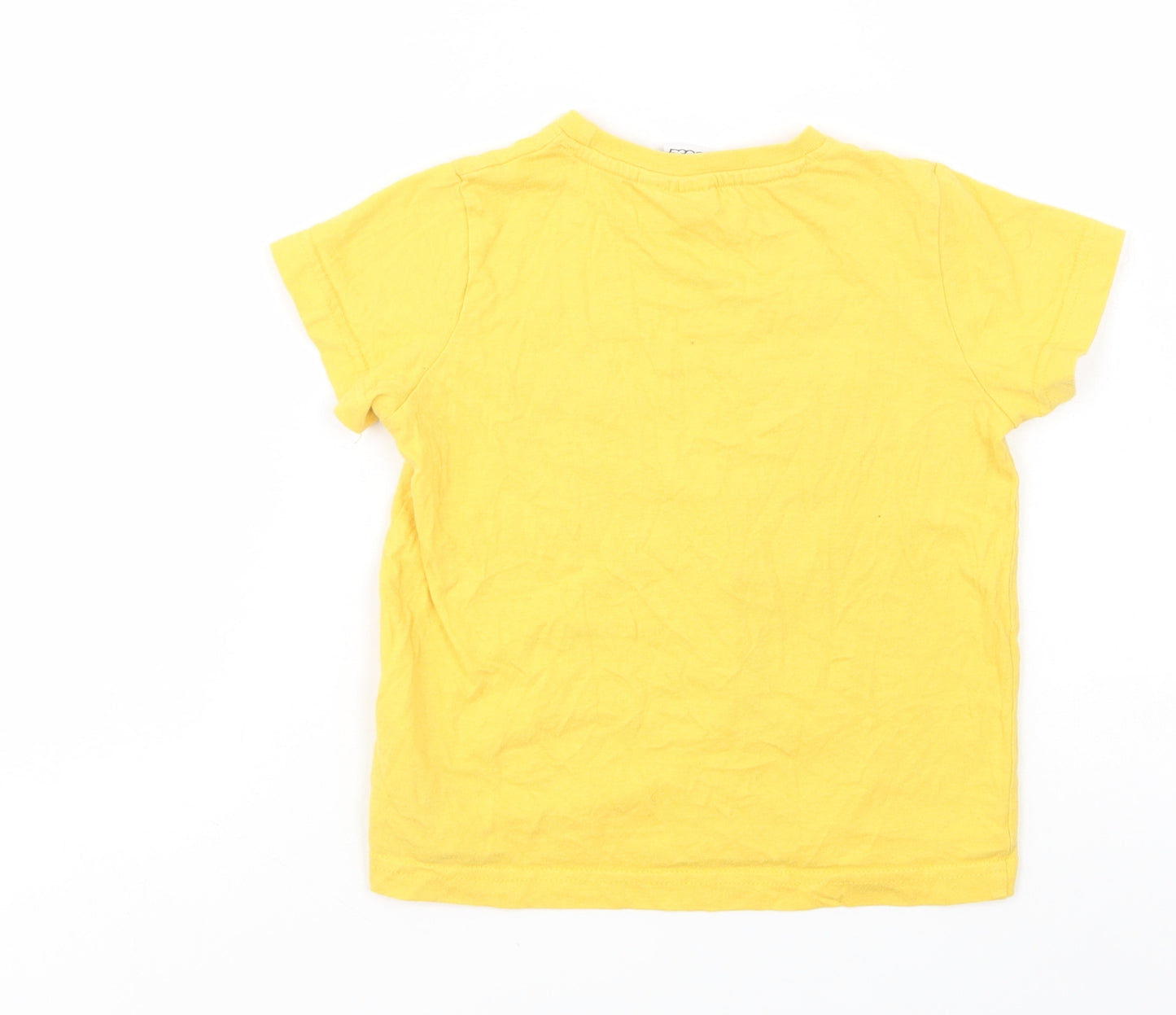 Primark Girls Yellow  Cotton Basic T-Shirt Size 2-3 Years Crew Neck Pullover - Mickey Mouse