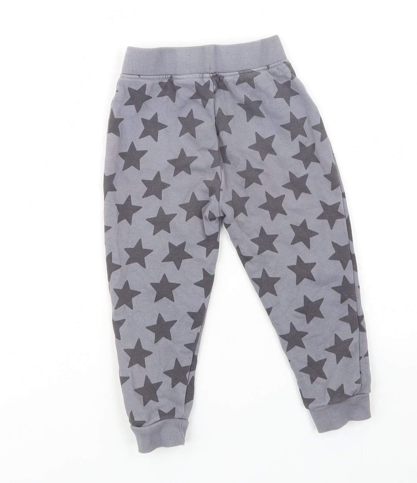 Dunnes Stores Girls Grey Geometric Cotton Jogger Trousers Size 2-3 Years  Regular Drawstring - Star Print