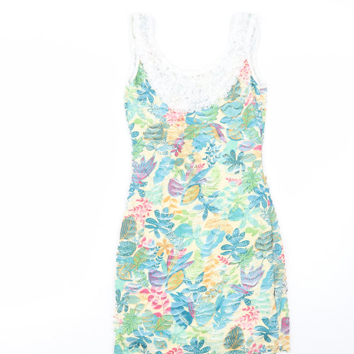 Quiz Womens Multicoloured Floral Polyester Bodycon  Size 8  Scoop Neck Pullover