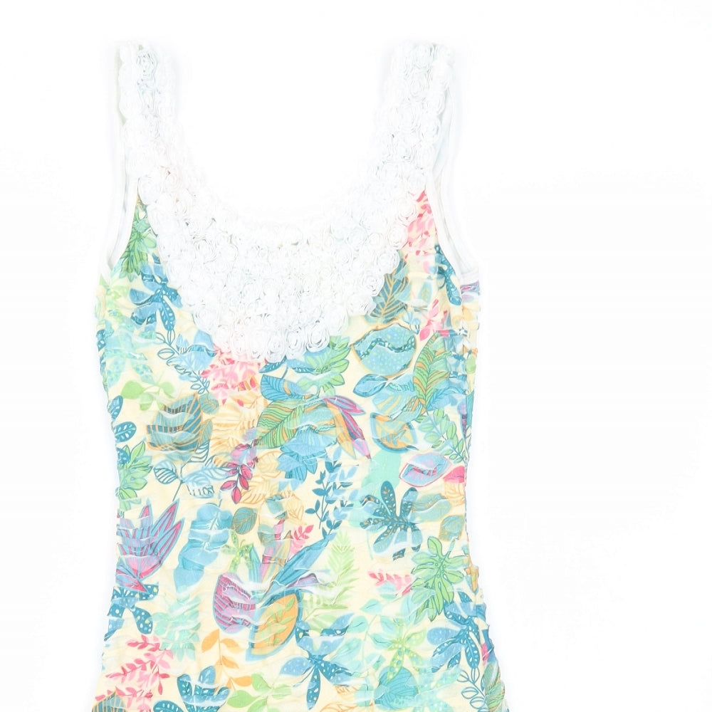 Quiz Womens Multicoloured Floral Polyester Bodycon  Size 8  Scoop Neck Pullover