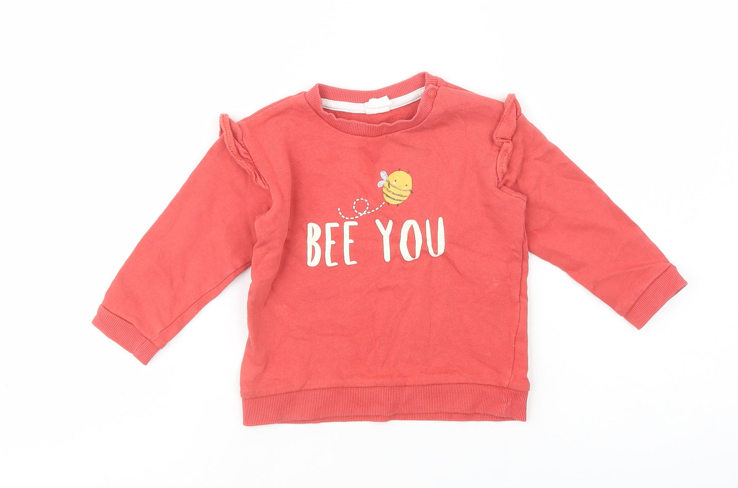 H&M Baby Red  Cotton Pullover Jumper Size 12-18 Months  Snap - Bee You