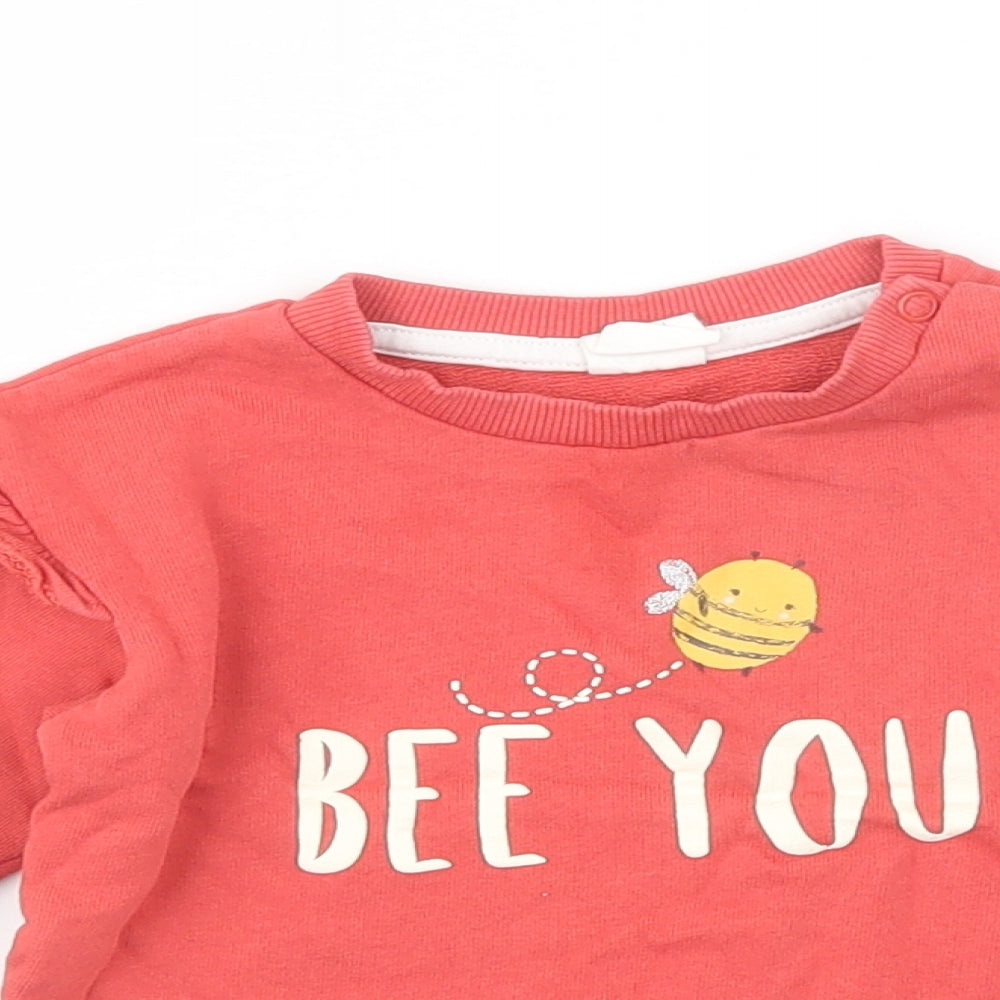 H&M Baby Red  Cotton Pullover Jumper Size 12-18 Months  Snap - Bee You