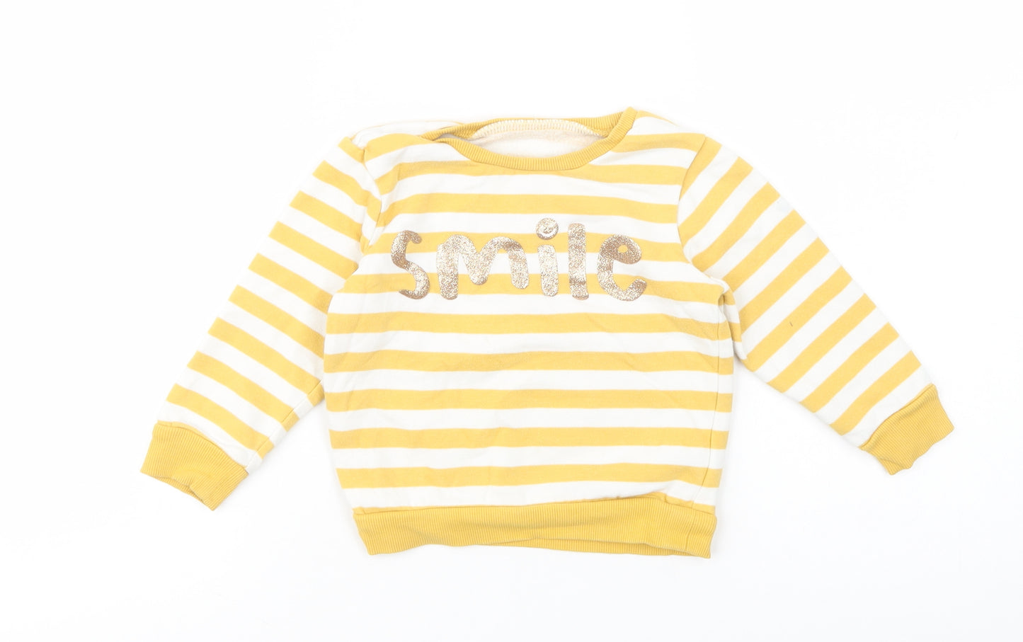 Dunnes Stores Baby Yellow Striped Cotton Pullover Jumper Size 18-24 Months  Pullover - Smile