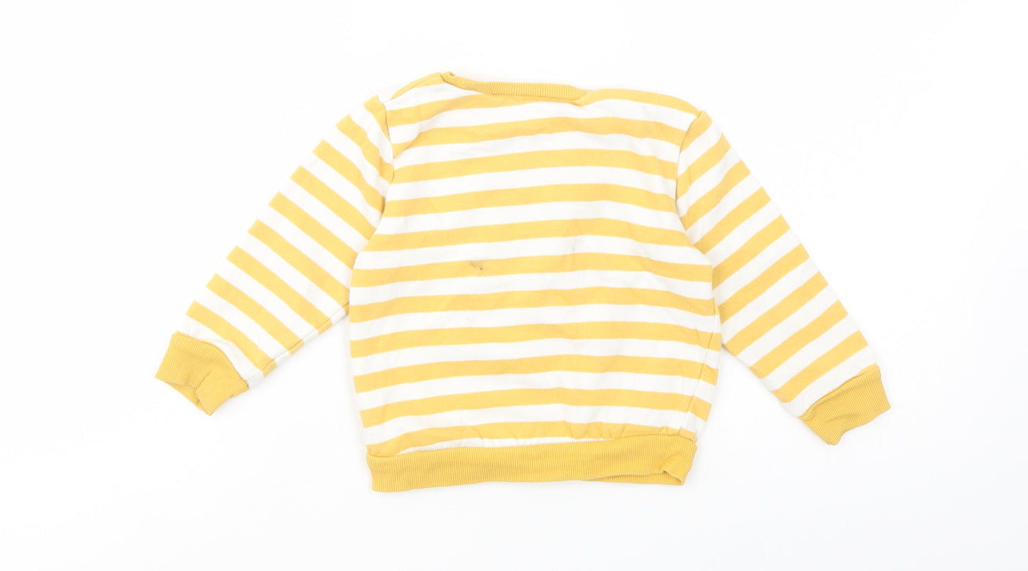 Dunnes Stores Baby Yellow Striped Cotton Pullover Jumper Size 18-24 Months  Pullover - Smile
