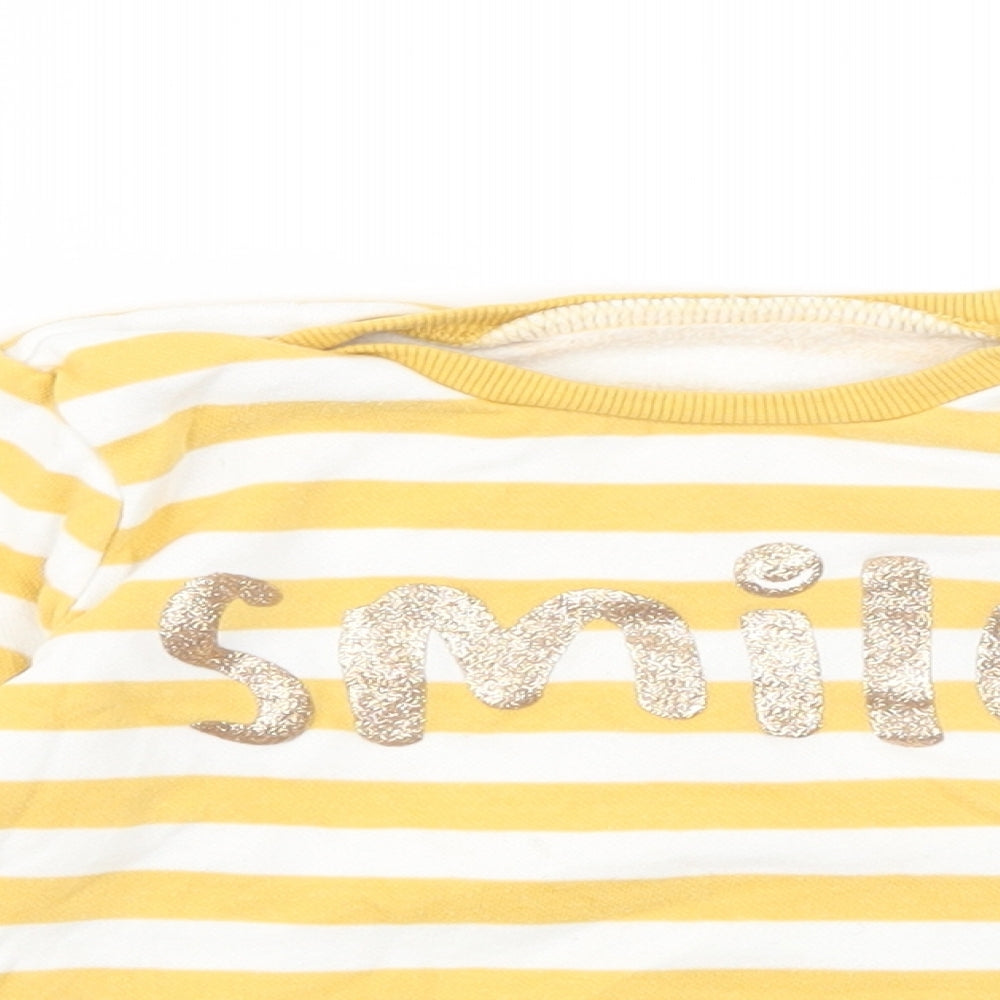 Dunnes Stores Baby Yellow Striped Cotton Pullover Jumper Size 18-24 Months  Pullover - Smile
