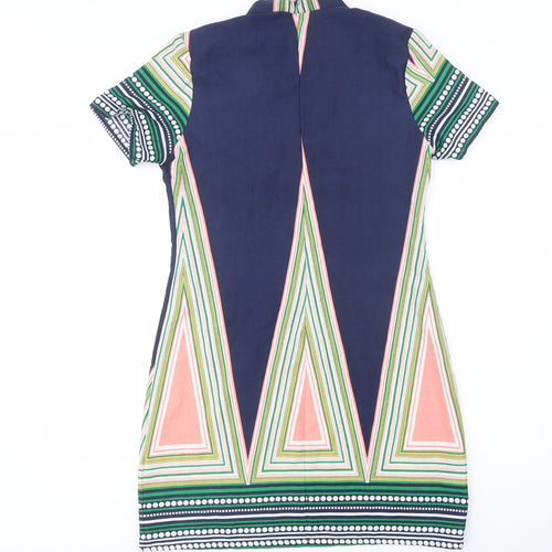 Love & Other Things Womens Multicoloured Geometric Polyester Shift  Size M  V-Neck Zip