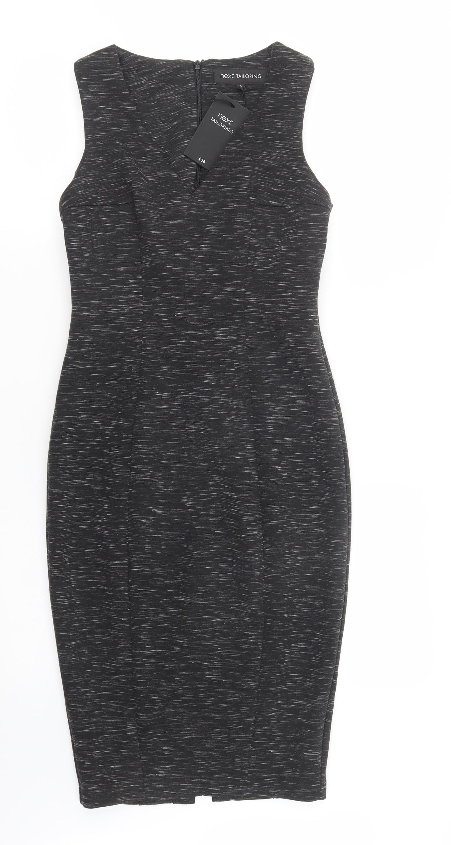 NEXT Womens Grey  Polyester Pencil Dress  Size 8  V-Neck Zip