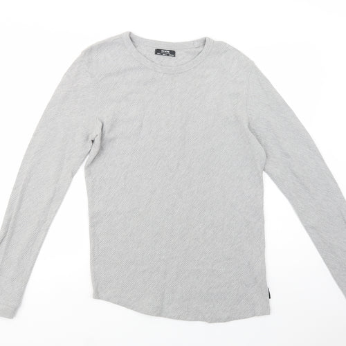 Bershka Mens Grey  Cotton Pullover Sweatshirt Size L