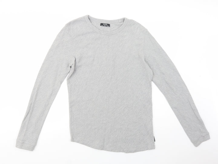 Bershka Mens Grey  Cotton Pullover Sweatshirt Size L
