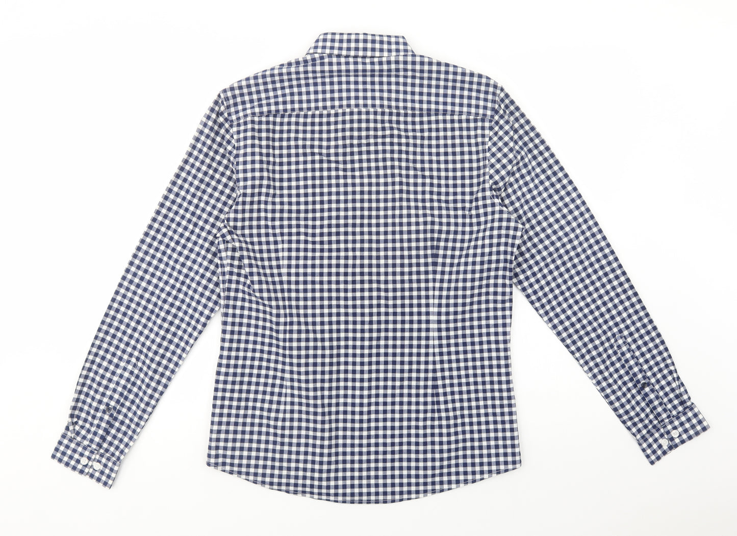 ASOS Mens Blue Check Cotton  Button-Up Size M Collared Button