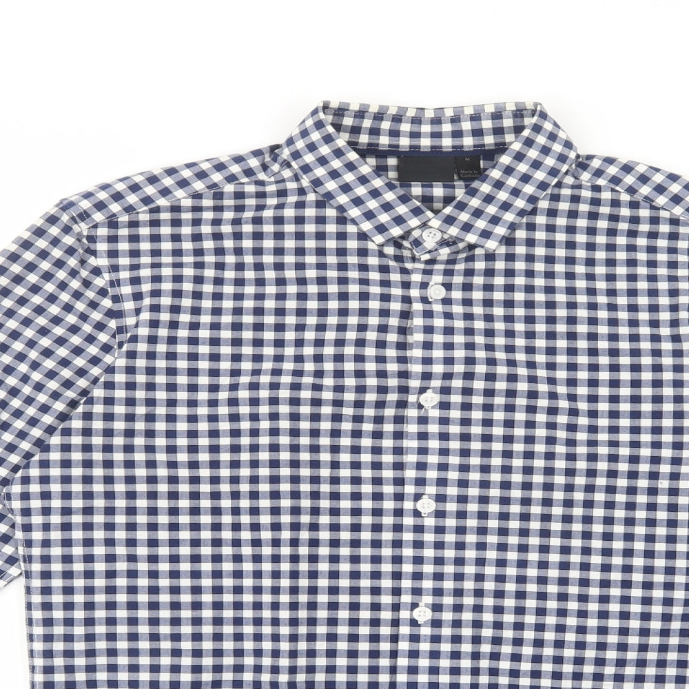 ASOS Mens Blue Check Cotton  Button-Up Size M Collared Button