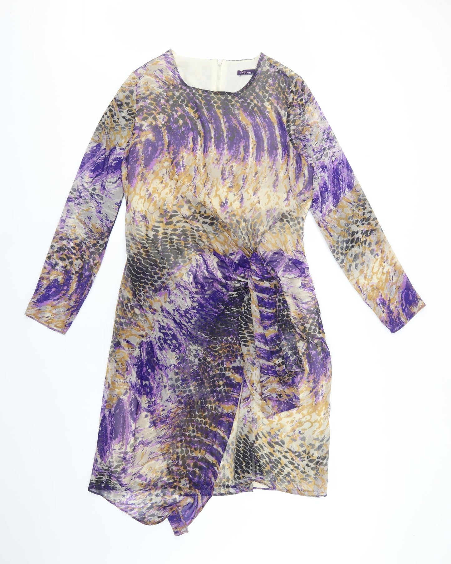 Marks and Spencer Womens Multicoloured Animal Print Polyester Sheath  Size 12  Round Neck Zip