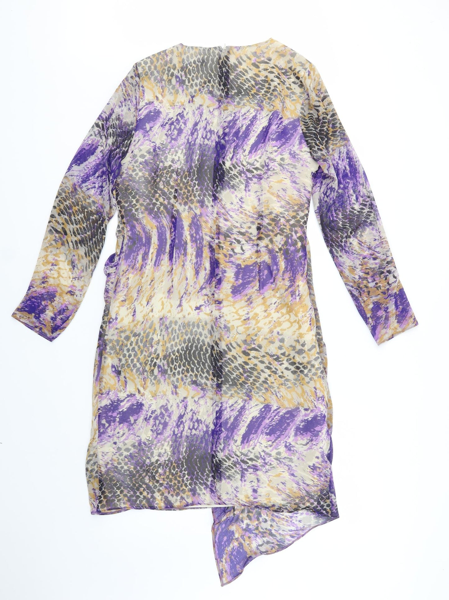 Marks and Spencer Womens Multicoloured Animal Print Polyester Sheath  Size 12  Round Neck Zip