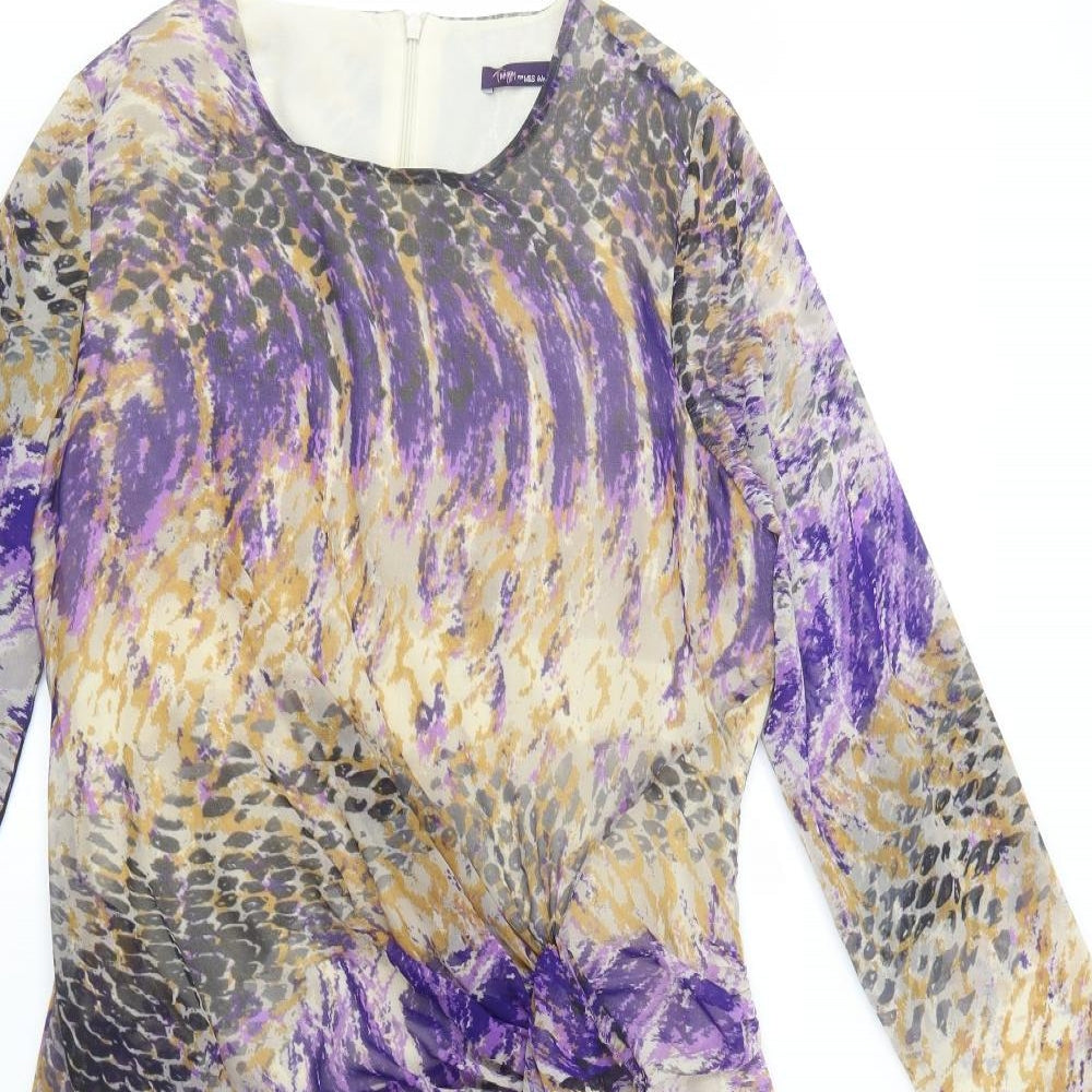 Marks and Spencer Womens Multicoloured Animal Print Polyester Sheath  Size 12  Round Neck Zip