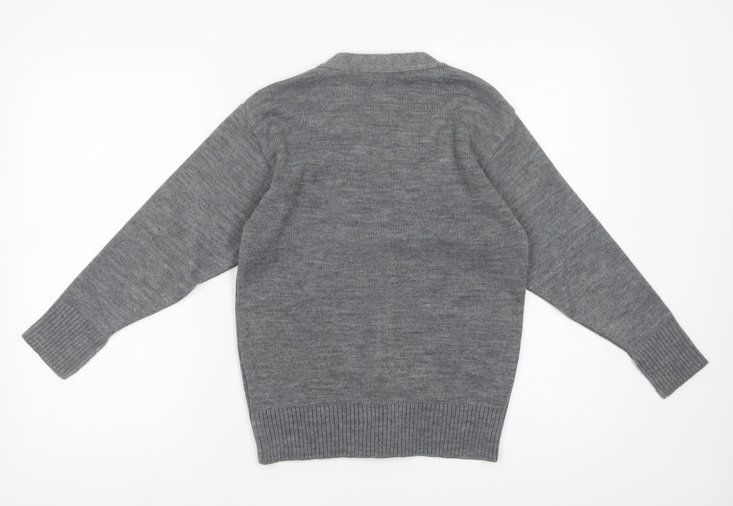 Trutex Girls Grey V-Neck  Acrylic Cardigan Jumper Size 11 Years  Button - School Wear