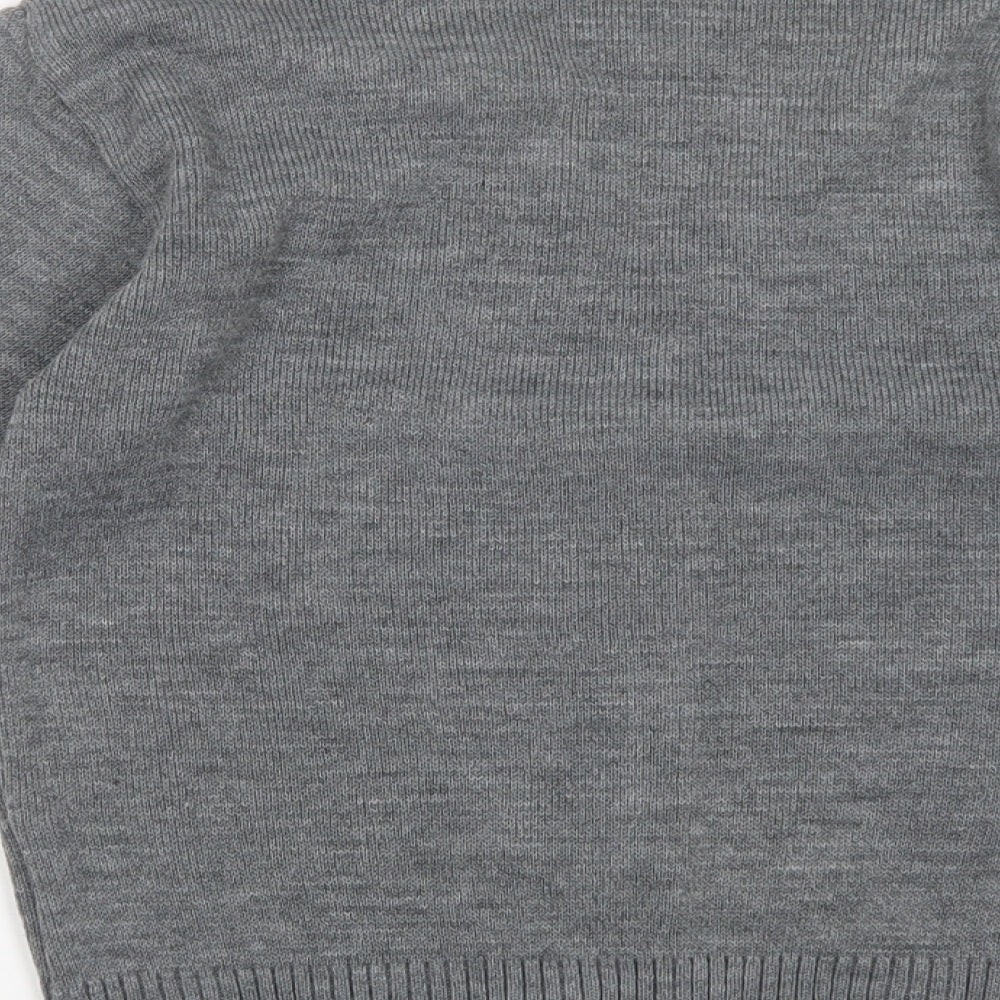 Trutex Girls Grey V-Neck  Acrylic Cardigan Jumper Size 11 Years  Button - School Wear