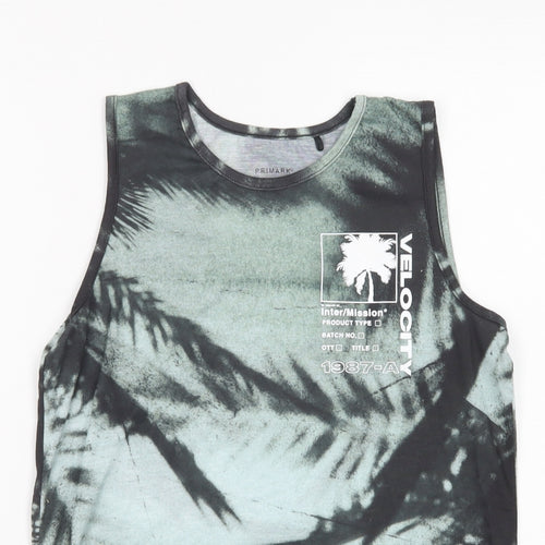 Primark Girls Green Floral Polyester Pullover Tank Size 10-11 Years Crew Neck Pullover - Palm Trees