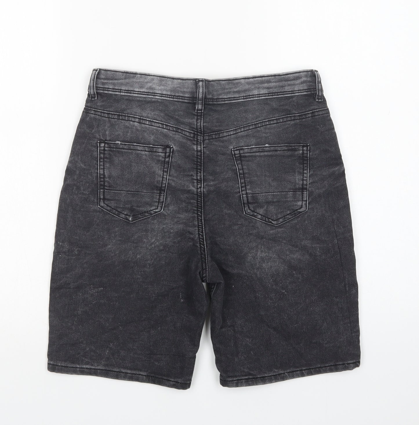 Primark Boys Grey  Cotton Chino Shorts Size 12-13 Years  Regular Drawstring - Distressed