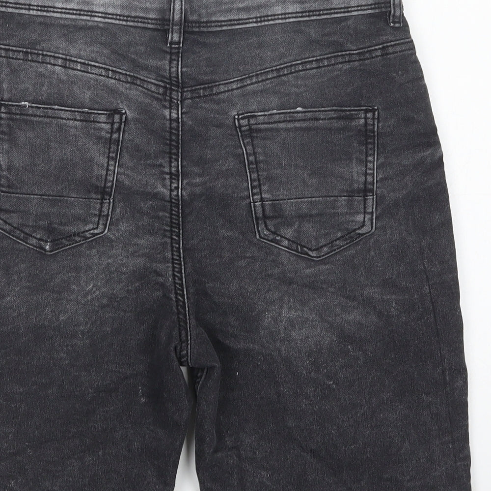 Primark Boys Grey  Cotton Chino Shorts Size 12-13 Years  Regular Drawstring - Distressed