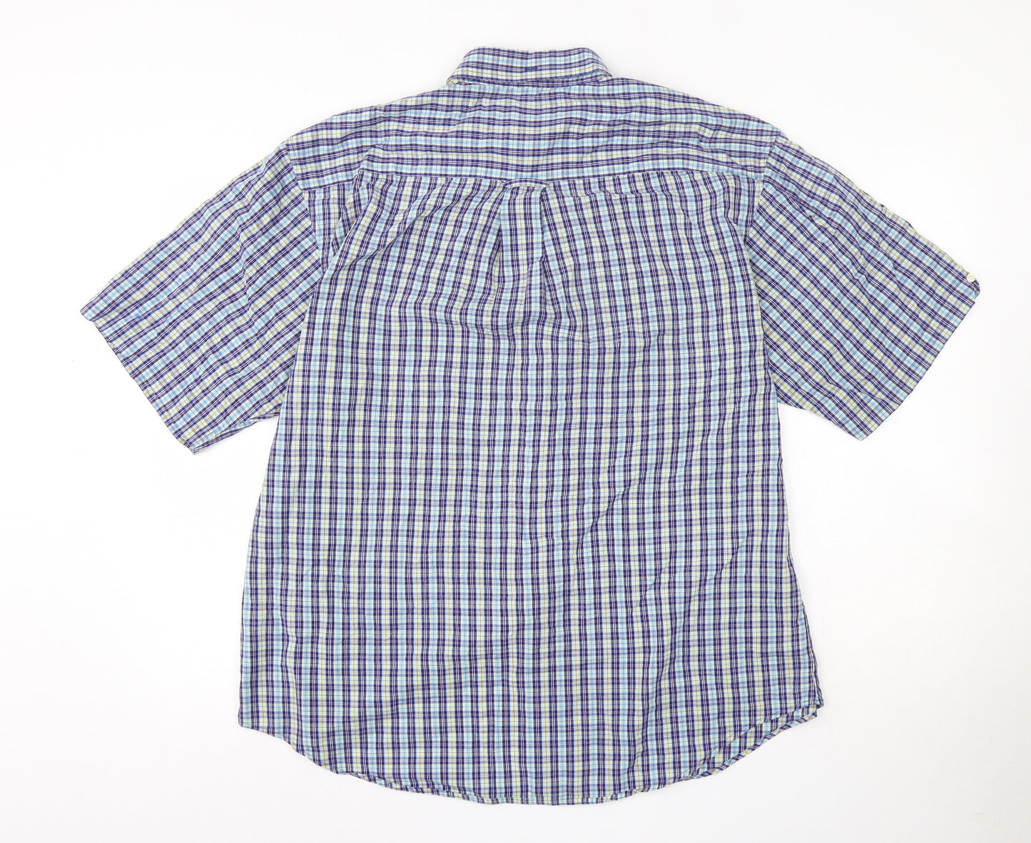 Ben Sherman Mens Multicoloured Plaid Polyester  Button-Up Size L Collared Button