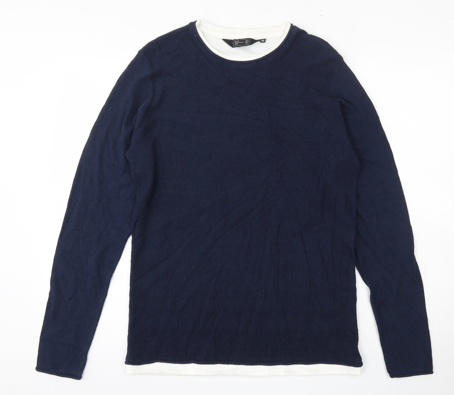 DNM Dissident Mens Blue Round Neck  Cotton Pullover Jumper Size M